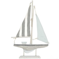 Bild Segelboot hellblau/weiß, Holz