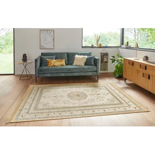 Teppich HANSE HOME "Antik Negar" Gr. 6, beige (creme), B:195cm H:5mm L:300cm, Viskose, Teppiche, Teppich, Orientalisch mit Fransen, Orient, Wohnzimmer, Schlafzimmer, Esszimmer