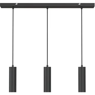 CALEX Pendelleuchte GU10, 3-flammig, Zylinder aus Aluminium, Höhenverstellbar, Matt Schwarz