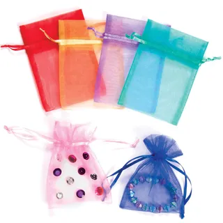 Baker Ross EF282 Baker Ross Mini-Beutel aus Organza in bunten Farben - für kleine Geschenke und Süßigkeiten zu Weihnachten, Ostern und Valentinstag - 12 Stück,