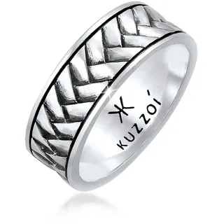 Silberring KUZZOI "Ring Herren Bandring Used Vintage Retro 925 Silber" Gr. 62, schwarz, Fingerringe, Herren, 62, Silber 925 (Sterlingsilber), Silberring