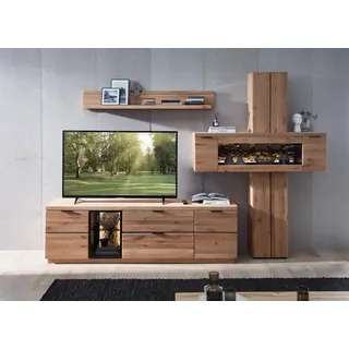 Wohn-Concept Donna TV-/Wohnwand Wildeiche Massivholz/Echtkork Bianco furniert