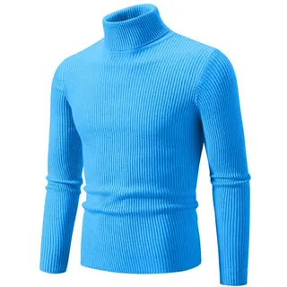 Liyinco Winter Rollkragenpullover Herren Warme gestrickte einfarbige Pullover Herren Slim Fit lässige Rollkragen Strick Herrenpullover für den Herbst