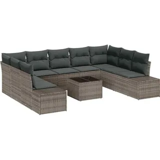 vidaXL Gartensofa-set mit Kissen - Schwarzes Poly-Rattan