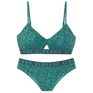 ELBSAND Bustier-Bikini Damen petrol bedruckt Gr.38 Cup C/D