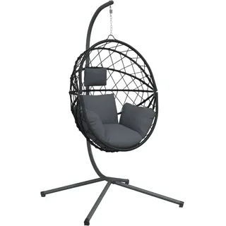 vidaXL Hängesessel Ei-Design mit Ständer Anthrazit Rattan und Stahl - Grau