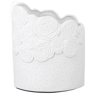 GILDE Tischlampe Delp Leuchte - Rosen Dekor - weiß Porzellan - Fassung E14, max. 40 Watt Höhe 20 cm