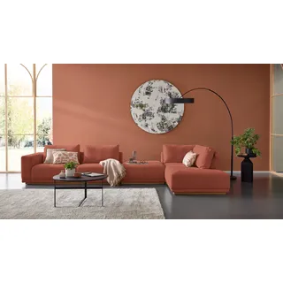 Wohnlandschaft MUSTERRING "JustB PM200 bequem, wahlw. Sitzvorzug, Breite 395cm, Holzsockel", rusty, B:395cm H:78cm T:202cm, 100% Polyester, Sofas, Wohnlandschaft, Anreihsofa Armlehne links, Eckteil rechts und Hocker. Ohne Sitzvorzug