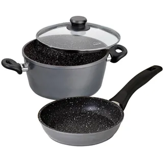 Stoneline Kochgeschirr-Set 3 Teilig , Grau , Metall , Kochgeschirr, Töpfe, Topfsets
