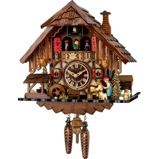 Engstler - 48715_QMT - Kuckucksuhr - Quarz - Nussbaum - mit Musik mit Tanzpaar - 35 cm - Braun