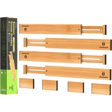 Bild Schubladentrenner Verstellbar Bambus (43-56 cm), Schubladen organizer, gefedert, Küche, Kommode, Badezimmer, Schlafzimmer, Babyschublade, Schreibtisch Ordnungssystem