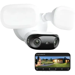 Reolink Elite Floodlight WiFi, 4K Wi-Fi 6 Überwachungskamera Aussen mit 3000 Lumen Flutlicht, Dimmbares Licht(3000K~6500K), WLAN Kamera Outdoor, Lokale KI-Videosuche, 180° Panoramablick, KI-Erkennung