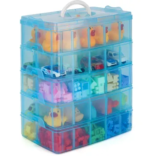 BELLE VOUS 5 Ebenen Blaue Sortierboxen für Kleinteile mit 50 verstellbaren Fächern -Organizer Box-Schraubenbox-Sortierbox-Kleinteile Aufbewahrung für Spielzeug, Schmuck, Kosmetik&Accessoires