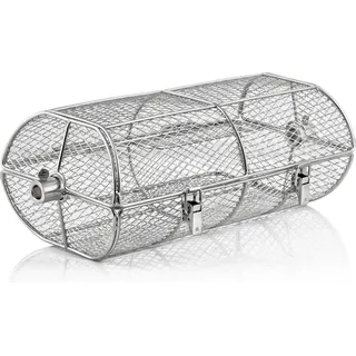 BBQ-Toro Edelstahl Grillkorb für Drehspieß, Drehkorb für Gasgrill und vieles mehr, Rondell - Silber