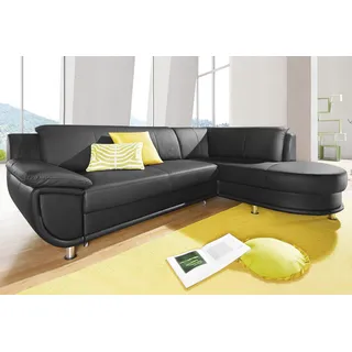 TRENDMANUFAKTUR Eckcouch Kunstleder 2-Sitzer Schwarz