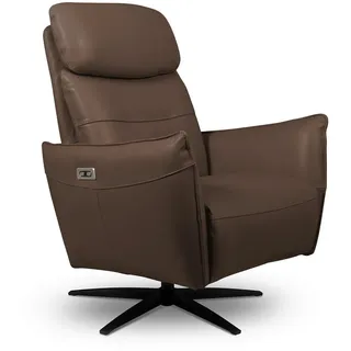Livetastic Relaxsessel , Braun , Metall , Echtleder , Rindleder , 77x107x88 cm , Relaxfunktion, integrierter Akku, USB-Anschluss, USB-C-Anschluss, Sitzfläche 360° drehbar, Stoff-/Lederauswahl , Wohnzimmer, Sessel, Ledersessel