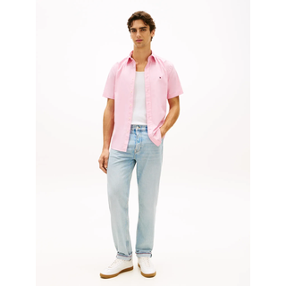 Kurzarmhemd TOMMY HILFIGER "FLEX POPLIN SOLID", Herren, Gr. XXL, N-Gr, classic pink, Web, Obermaterial: 100% Baumwolle, unifarben, regular fit normal, Rundhals, eingesetzt abgesteppte Kante, Hemden Kurzarmhemd, Regular fit mit Button-Down-Kragen