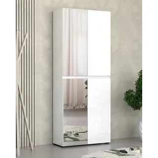 INOSIGN Mister 80 x 200 x 34 cm 4 Türen, 12 Fächer, 2 Spiegel weiß hochglänzend