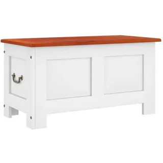 SYFAXTM Truhe mit Deckel Braun und Weiß Massivholz Akazie - Weiß