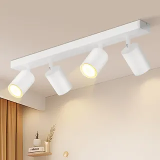 Glitzerlife LED Deckenstrahler Deckenleuchte 4 Flammig - Deckenlampe Weiss Küchenlampe GU10 Modern Strahler Schwenkbar 350° MAX.25W Deckenspot Spot für Schlafzimmer Flur Wohnzimmer (ohne Leuchtmittel)