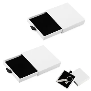 2 Pack Schmuck Geschenkbox,Schmuckschachtel,8x7.5x1.7cm Schmuckbox Klein,Weiße Kraft Kleine Geschenkbox mit Deckel,Schmuckkästchen Klein für Armbänder Ringe Ketten