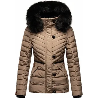 Navahoo Damen Winter Jacke Stepp Winterjacke Mantel Kunstfell Kapuze Wisteriaa Taupe Gr. 36 - S - Braun