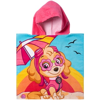 Paw Patrol - Badeponcho für Mädchen Handtuch Kinder Badetuch mit Kapuze 100% Baumwolle 50 x 100 cm