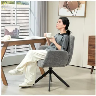 Homcom Relaxsessel drehbar Wolle-Leinenoptik 61 x 88 x 60 cm Dunkelgrau