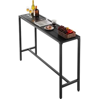 Outdoor Bar Table, 140 x 37.5 cm Patio Bar Table, Waterproof Top & Sturdy Metal Frame, Rectangle Counter Height Dining Tables, Outdoor Furniture for Balcony, Yard, Hot Tub, Poolside, Indoor - Schwarz