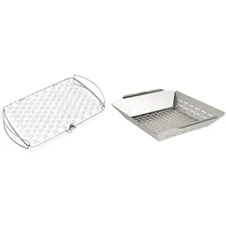 Weber Fisch & Gemüsehalter/Korb - Groß (46 x 28cm), aus Edelstahl & 6434 Grillkorb aus Edelstahl, 30x35 cm, f r Q-300/-3000-Serie und gr ere Gasgrills sowie die meisten Holzkohlegrills