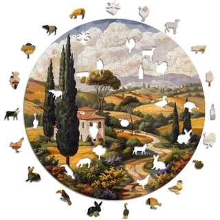 Iconic Puzzles - Tuscany, Italy, 100% nachhaltiges Holzpuzzle, Geschenke für Kinder und Erwachsene, Größe S, 200 Teile