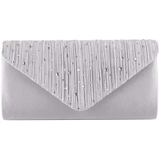 CORIOS Damen Abendtasche Glitter Strass Clutch Tasche Envelope Henkeltasche Glänzend Umhängetasche Glitzer Hochzeit Brautbörse Elegante Schultertasche für Hochzeit Abschlussball Bankett-Party Silber