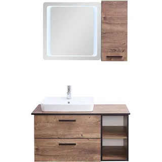 Pelipal Quickset 374 Badmöbel-Set, Holzwerkstoff, Eiche Ribbeck quer NB, 200x103x44,5 cm