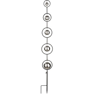 GILDE Edelstahl Gartendeko - Gartenstecker - Goldfarbene Kugeln - schwarzer Stab - Höhe 123 cm