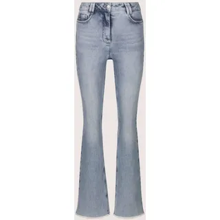 MADELEINE Regular-fit-Jeans "Schlaghose Moderne, ausgestellte Jeans mit Fransen", blau, denim