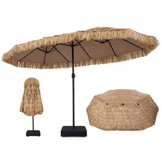 FANTASK Doppelter Sonnenschirm mit Ständer 450x260 cm | XXL-Abmessungen: Der Sonnenschirm bietet mit 450 x 260 cm ausreichend Schatten für Garten, Terrasse und Balkon.