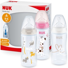Bild First Choice+ Babyflasche im Set | 0–6 Monate | Temperature Control | 300 ml | Anti-Colic-Ventil | BPA-frei | Trinksauger aus Silikon | 3 Stück | rosa