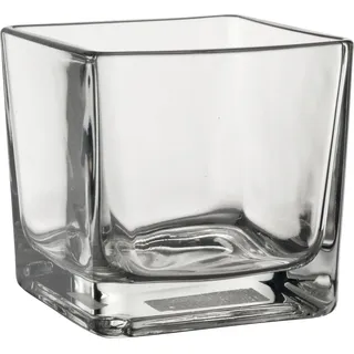 Windlicht "CUBE" 8cm x 8cm | Teelichtglas Kerzenglas Blumentopf - Transparent