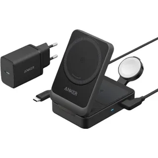 Anker MagGo Kabellose Ladestation (Faltbar 3-in-1) Schwarz