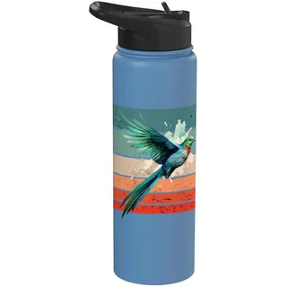 Niedlicher bunter Quetzal, realistischer Göttervogel Stainless Steel Insulated Water Bottle