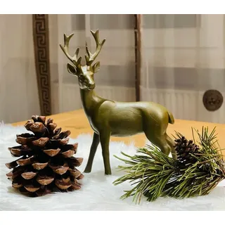 Dekohirsch "Jagdfieber" in Metall-Optik, braun, 22 cm hoch, Dekofigur