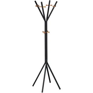 Relaxdays Garderobenständer Metall, modern, Jackenständer 12 Haken, freistehende Garderobe, HxBxT: 170x42x42 cm, schwarz