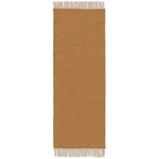 benuta Wollteppich Liv, rechteckig, Höhe: 5 mm, Kunstfaser, Berber, Ethno-Style, Wohnzimmer gelb 70 cm x 200 cm x 5 mm