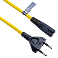 2 Poliges Stromkabel Euro Figure 8 C7 2M Netzkabel Gelb Geflochten Kabel Kompatibel mit PS4 PS5 Samsung Toshiba Philips LG Sharp Sony TV Canon Pixma HP Brother Drucker Asus Toshiba Laptop