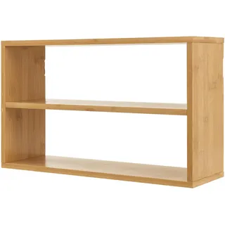[en.casa] Wandregal Gol , Naturfarben , Holz , Bambus , 2 Fächer , 50x30x15 cm , Wohnzimmer, Regale, Wandregale