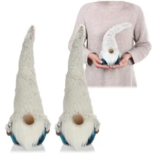 com-four® 2X Premium Weihnachts-Wichtel für die Weihnachtsdeko - skandinavische Figur als Dekoartikel - schwedischer Gnom-Aufsteller als Tischdeko - Sammlerfigur - Santa Claus mit Styroporkörper