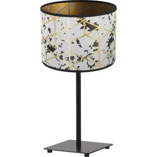 Gia Tischlampe, Goldmuster Lampenschirm - Schwarz, Weiß, Braun