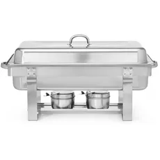 HENDI Chafing Dish, Gastronorm, mit zwei Brennpastenbehältern und einem Behälter 65 mm, geeignet für Gastronormbehälter bis zu 100 mm tief, GN 1/1, 9L, 585x385x(H)315mm, Edelstahl 18/0
