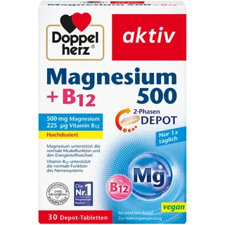 Doppelherz Aktiv Magnesium 500 + B12 2-Phasen Depot Tabletten 30 St.