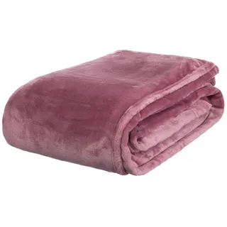 BRANDSSELLER Flanelldecke Supersoft Kuscheldecke Tagesdecke Wohndecke - Uni - 180 x 220 cm - Altrosa